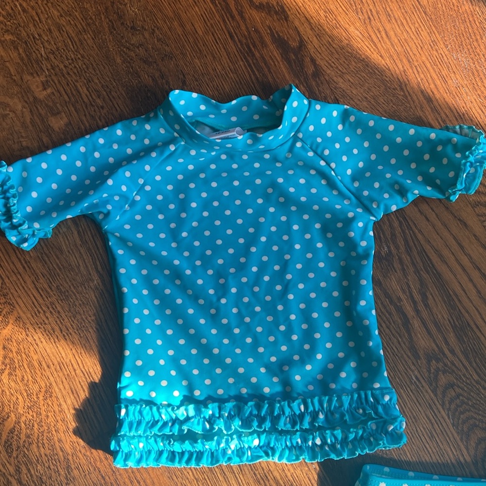 Ruffle butts 2 piece Rash guard polka dots - Picture 8 of 12